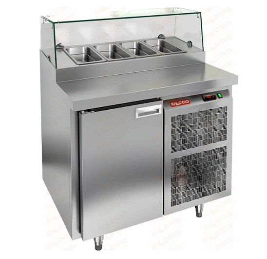 Стол охлаждаемый для пиццы HICOLD PZ2-1/GN стекло, бок, 1 дверь, (+2...+10°С)